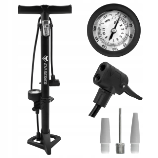 Evi séria PRO BIKE PUMP + MANOMETER čierna podlahová pumpa